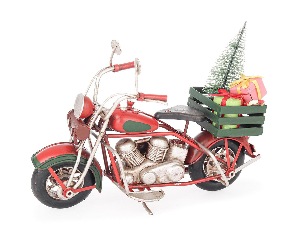 bizzotto bizzotto decorazione di natale motor motocicletta con regali e pino h 13 cm 19 x 8 cm rosso ean 8051836707252