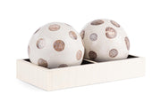 Bizzotto Christmas Decoration, Adventure Spheres with Tray, H 11 cm, 22 x 12 cm, White