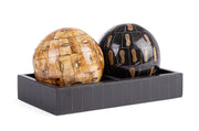 Bizzotto Christmas Decoration Spheres Adventure with Tray H 11 Cm 22 x 12 Cm Black Amber