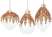 Bizzotto Christmas Firework Pendant Assorted Glass White Red 1 pc