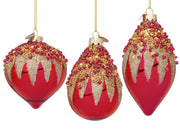 Bizzotto Christmas Firework Pendant, Assorted Red Glass, 1 pc.