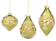 Bizzotto Garish Assorted Christmas Ornament, Green Glass, 1 pc.