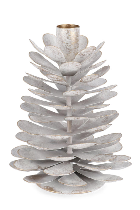 bizzotto bizzotto portacandela di natale harriet 1 posto a forma di pigna h 16 cm d 13 cm metallo bianco ean 8051836632592