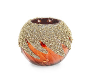 Bizzotto Vortex Christmas Candle Holder, Brown Glass, 8 cm Diameter, Gold
