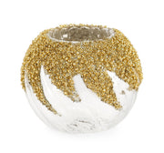 Bizzotto Vortex Christmas Candle Holder, Transparent Glass, D 8 cm, Gold