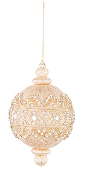 Bizzotto Christmas Ball Adorn D 100 mm H 150 mm with Beige Sequins