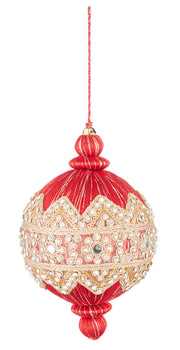 Bizzotto Christmas Ball Adorn D 100 mm H 150 mm with Red Sparkles