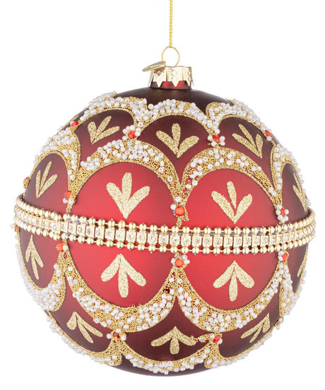 bizzotto bizzotto sfera di natale beloved d 150 mm vetro rosso con brillanti e perle ean 8051836743328