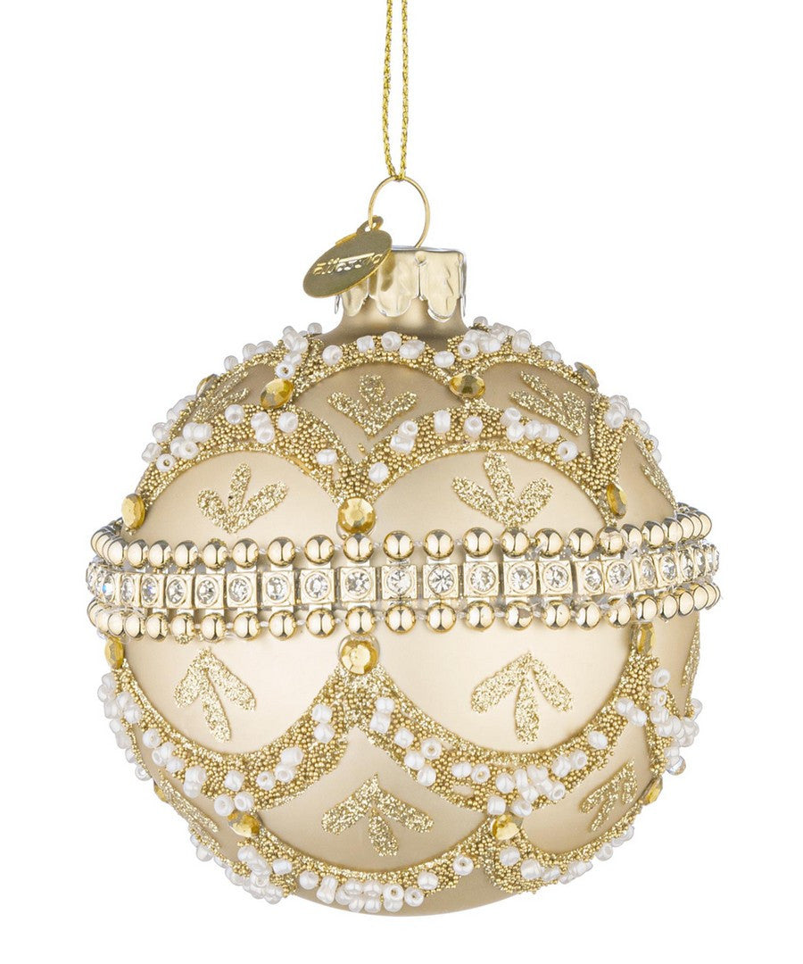 bizzotto bizzotto sfera di natale beloved d 80 mm vetro champagne con brillanti e perle ean 8051836743212