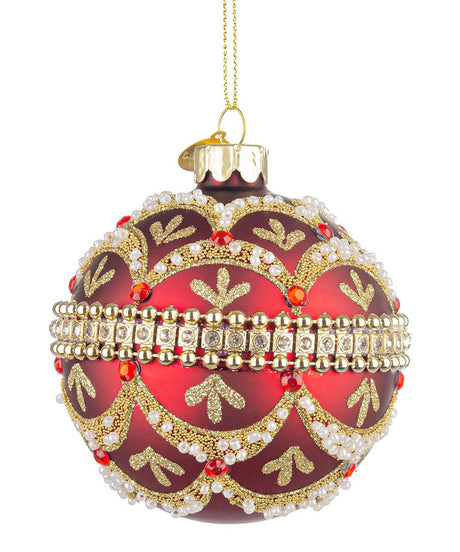 bizzotto bizzotto sfera di natale beloved d 80 mm vetro rosso con brillanti e perle ean 8051836743298