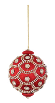 Bizzotto Crystal Christmas Ball D 100 mm with Red Pearls