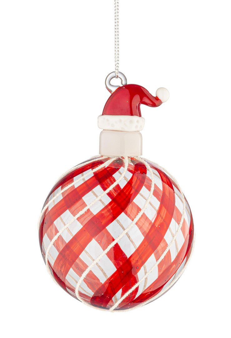 bizzotto bizzotto sfera festivity con cappello di babbo natale d 80 mm vetro bianco rosso ean 8051836736603