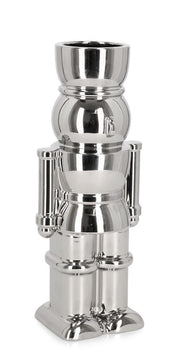 Bizzotto Walker Christmas Figurine Vase, H 28 cm, 12 x 9 cm, Silver Ceramic