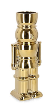 Bizzotto Christmas Walker Soldier Vase, H 28 cm, 12 x 9 cm, Gold Ceramic