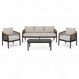 Bizzotto Fenix Anthracite Lounge Set – 3-Seater Sofa, 2 Armchairs and Outdoor Coffee Table