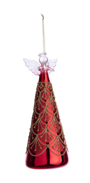 Bizzotto Pendant Christmas Glass Winslows Angel Red L