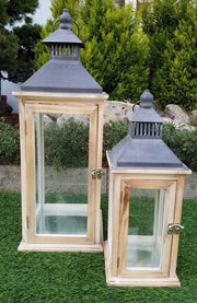 BONTURI HOME HOME DECORATION Lantern Set 2 Pcs 16 x 16 x 42 Cm 22 x 22 x 60 Cm Natural
