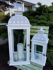 BONTURI HOME HOME DECORATION Lantern Set 2 Pcs 24 x 24 x 64 Cm 18 x 18 x 42 Cm White