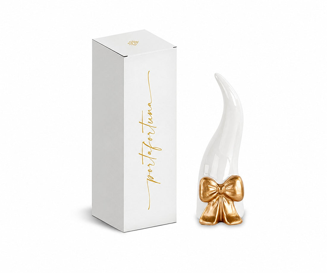cupidoco cupidoco cornetto bianco con fiocco oro h 120 mm con scatola ideale bomboniera ean 8058196016260