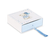 Cupido&amp;Co. Blue Teddy Bear Box with Insert and Tassel 120 x 120 x 40 Mm
