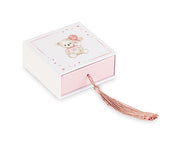 Cupido&amp;Co. Pink Teddy Bear Box with Insert and Tassel 70 x 70 x 30 Mm