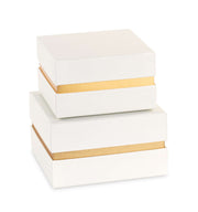 Cupido&amp;Co. Set of 2 Ivory and Gold Boxes with Insert 120 x 120 x 70/140 x 140 x 80 Mm