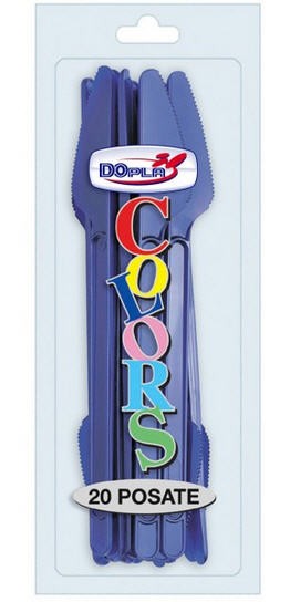 Dopla Disposable Knives Blue Plastic 20 pcs