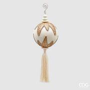 EDG Enzo De Gasperi Christmas Decoration Tassel Embroidery H 36 Cm D 12 Cm White Gold