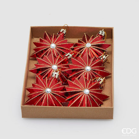edg enzo de gasperi edg enzo de gasperi addobbo astro di natale d 7 cm cf 6 pz red gold ean 8059824522689