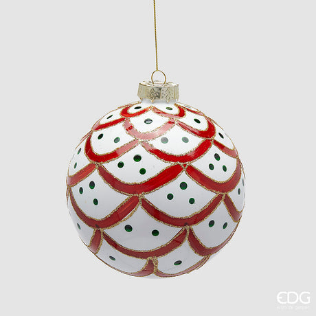 edg enzo de gasperi edg enzo de gasperi addobbo palla balze di natale d 12 cm white red 1 pz ean 8059824568434
