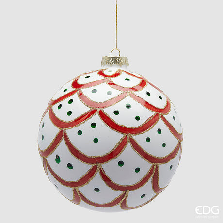 edg enzo de gasperi edg enzo de gasperi addobbo palla balze di natale d 15 cm white red 1 pz ean 8059824568458