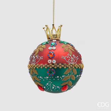 edg enzo de gasperi edg enzo de gasperi addobbo palla boheme di natale h 13 cm d 10 cm green red ean 8059824578327