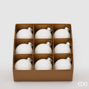 EDG Enzo De Gasperi Christmas Ball Ornament, Glass, 6 cm Diameter, 9 Pieces, White