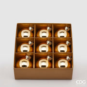 EDG Enzo De Gasperi Christmas Tree Ball Ornament, Glass, 6 cm Diameter, 9 Pieces, Gold