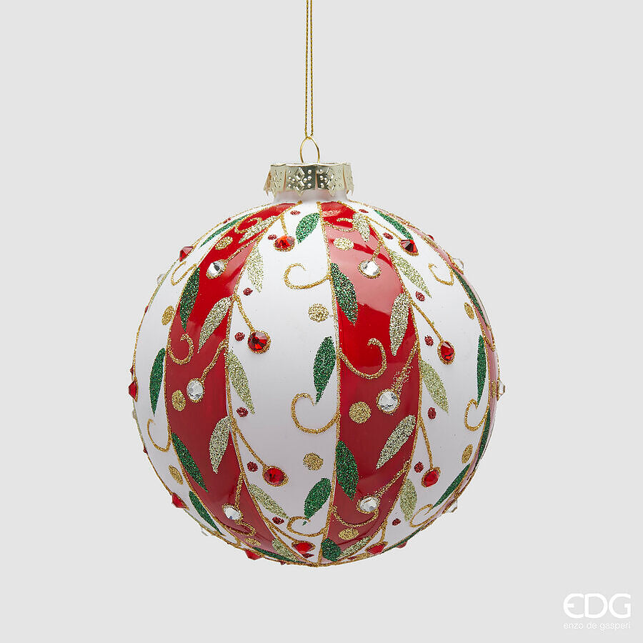edg enzo de gasperi edg enzo de gasperi addobbo palla fascie vischio di natale d 12 cm white red ean 8059824568533