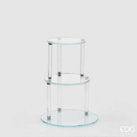edg enzo de gasperi edg enzo de gasperi alzata decorativa splendor rotonda 3 piani h 38 cm d 30 cm vetro natural ean 8059824514974