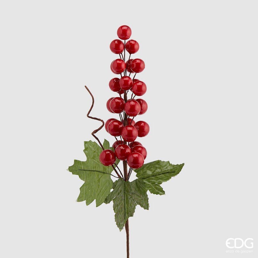 edg enzo de gasperi edg enzo de gasperi bacche pick natalizie con foglie h 30 cm rosso ean 8056372946875