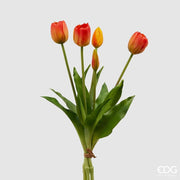 EDG Enzo De Gasperi Bouquet of 5 Closed Rubber Tulips Olis H 40 Cm Orange