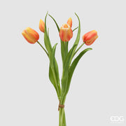 EDG Enzo De Gasperi Closed Tulip Bouquet X4 H 40 Cm with Orange Bud