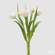 EDG Enzo De Gasperi Closed Tulip Bouquet X4 H 40 Cm with White Bud