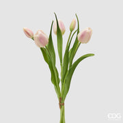 EDG Enzo De Gasperi Closed Tulip Bouquet X4 H 40 Cm with White Rose Bud