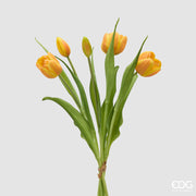 EDG Enzo De Gasperi Closed Tulip Bouquet X4 H 40 Cm with Yellow Orange Bud