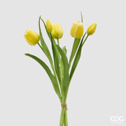EDG Enzo De Gasperi Closed Tulip Bouquet X4 H 40 Cm with Yellow Bud
