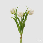 EDG Enzo De Gasperi Parrot Tulip Bouquet X3 H 40 Cm with White Bud