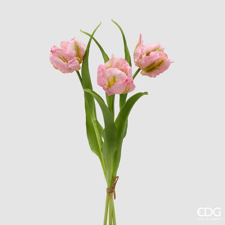 edg enzo de gasperi edg enzo de gasperi bouquete tulipano parrot x3 h 40 cm con bocciolo rosa crema ean 8059824612687