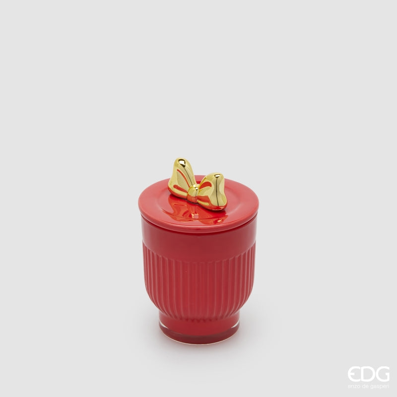 edg enzo de gasperi edg enzo de gasperi candela di natale fiocco con vaso h 11 cm d 7 cm berry fruit rosso oro ean 8059824543905