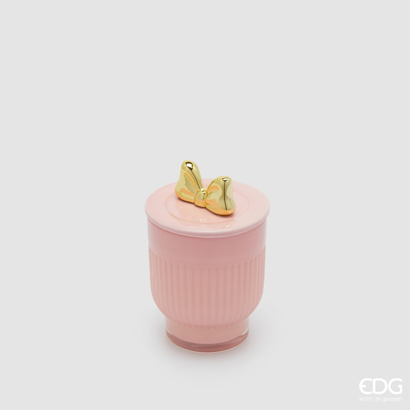 edg enzo de gasperi edg enzo de gasperi candela di natale fiocco con vaso h 11 cm d 7 cm rose water rosa oro ean 8059824543929