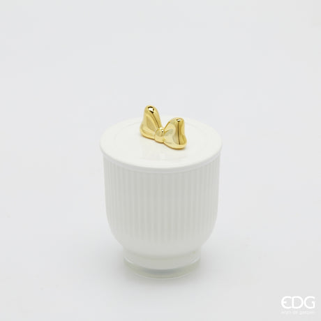 edg enzo de gasperi edg enzo de gasperi candela di natale fiocco con vaso h 13 cm d 9 cm frangipani bianco oro ean 8059824544025