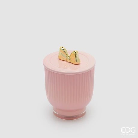 edg enzo de gasperi edg enzo de gasperi candela di natale fiocco con vaso h 13 cm d 9 cm rose water rosa oro ean 8059824544049