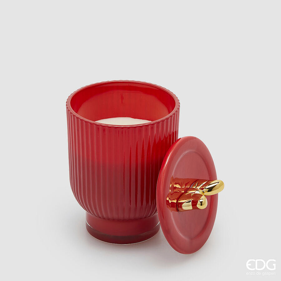 edg enzo de gasperi edg enzo de gasperi candela di natale fiocco con vaso h 15 cm d 10 cm berry fruit rosso oro ean 8059824544063